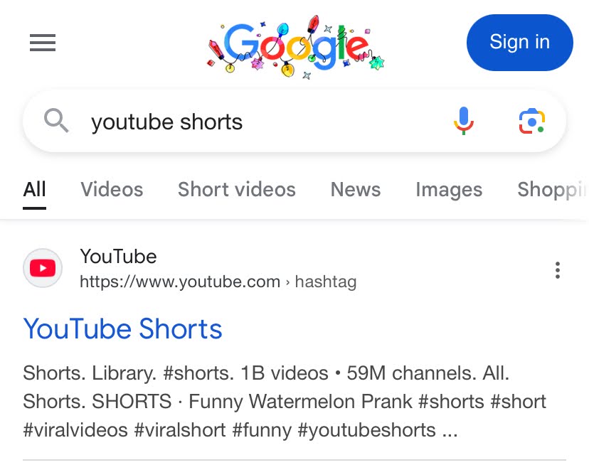 Google’s new ‘Short videos’ tab in mobile search results.