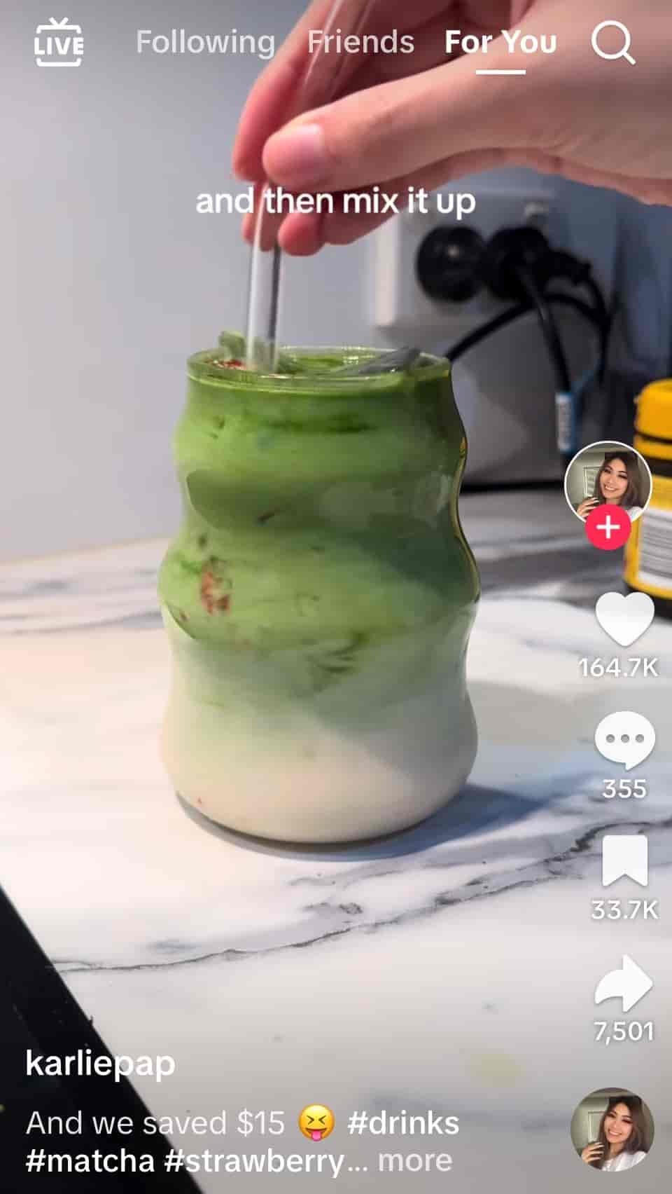 example of hashtags on a tiktok video