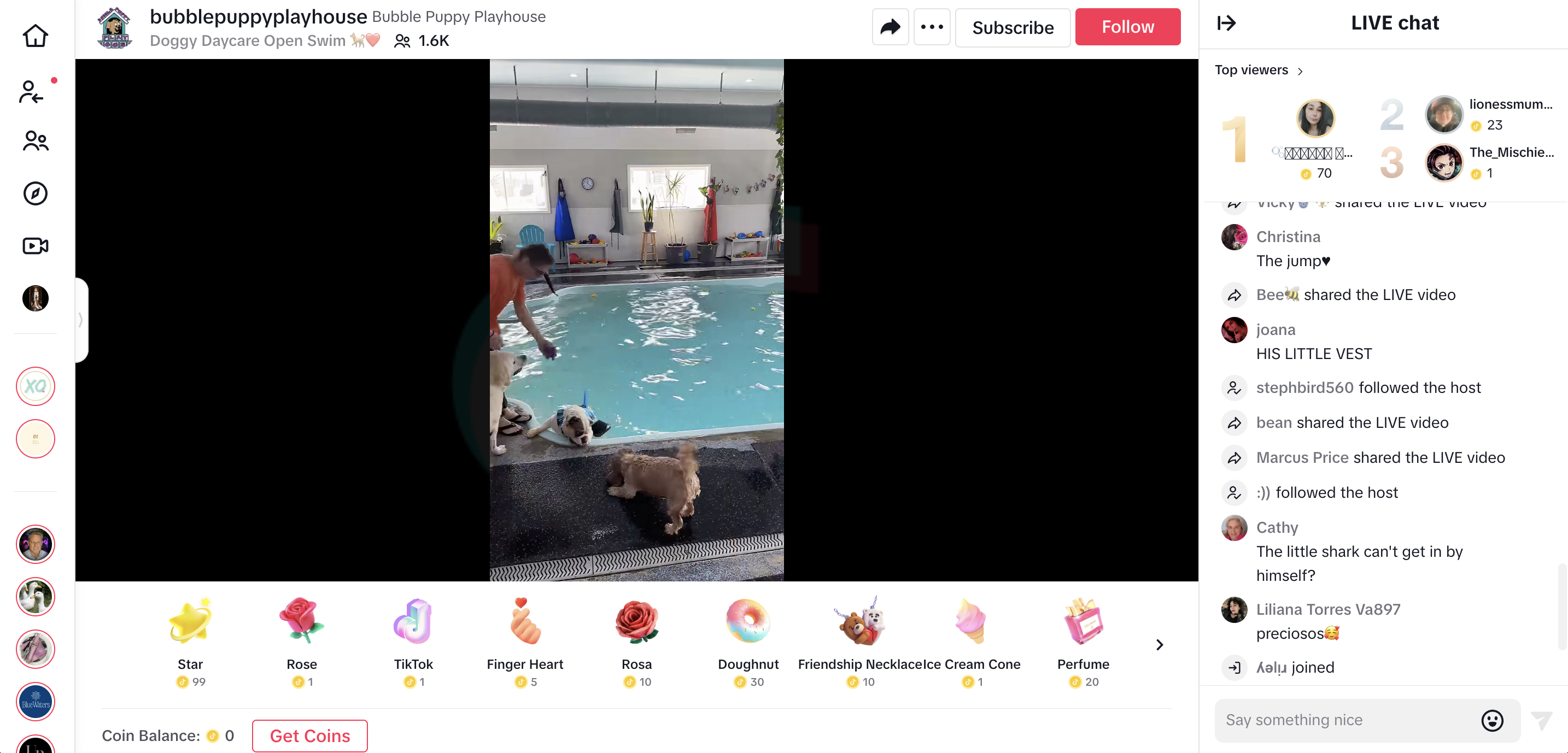 A screenshot of a live video in TikTok
