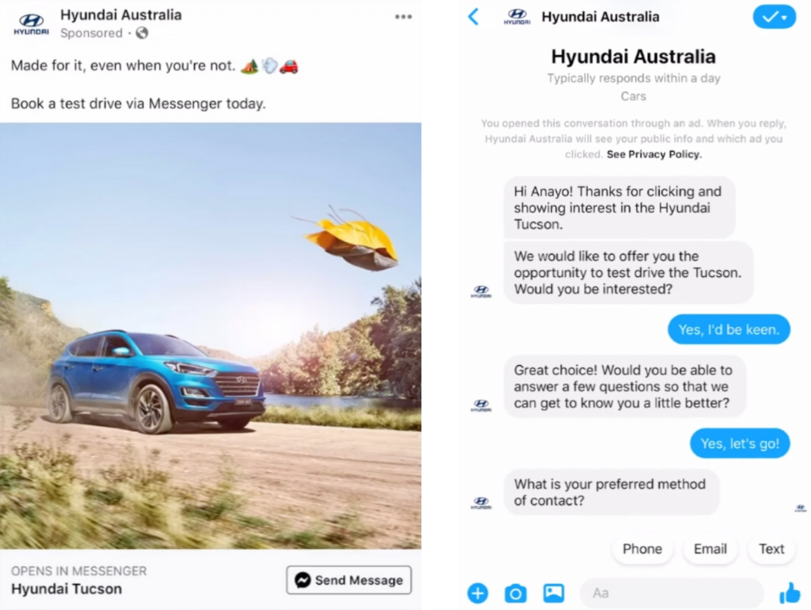 interactions with customers on facebook messenger for business