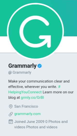 grammarly twitter bio 2020
