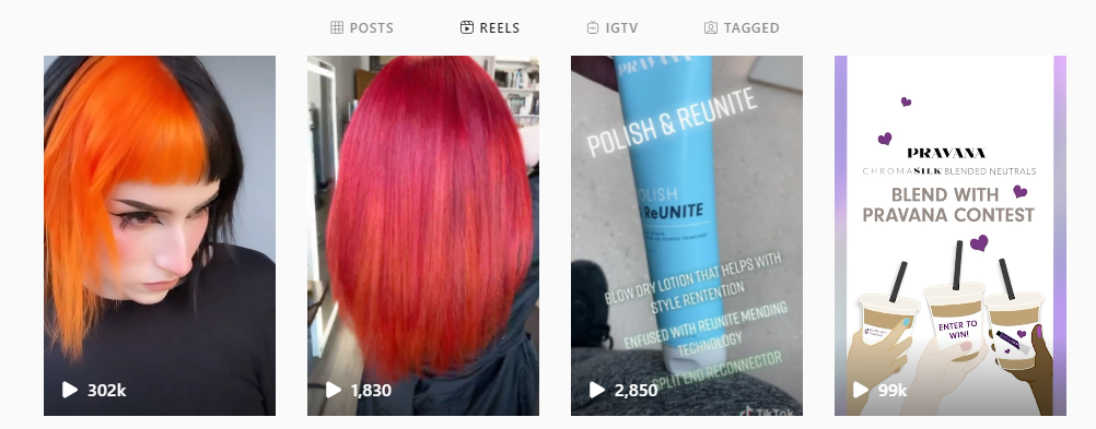 pravana use of IG reels