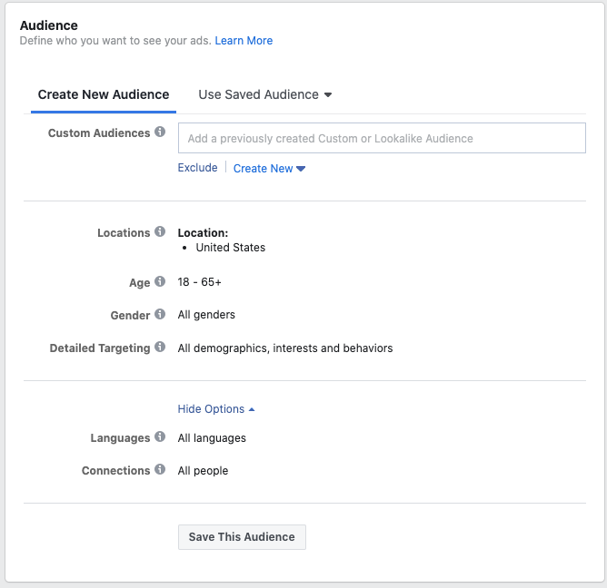 facebook ad manager audiences