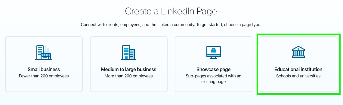 linkedin create a school page