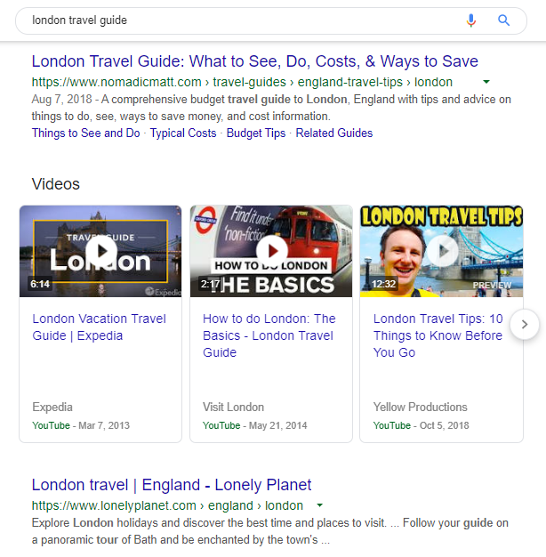 search results for london travel guide