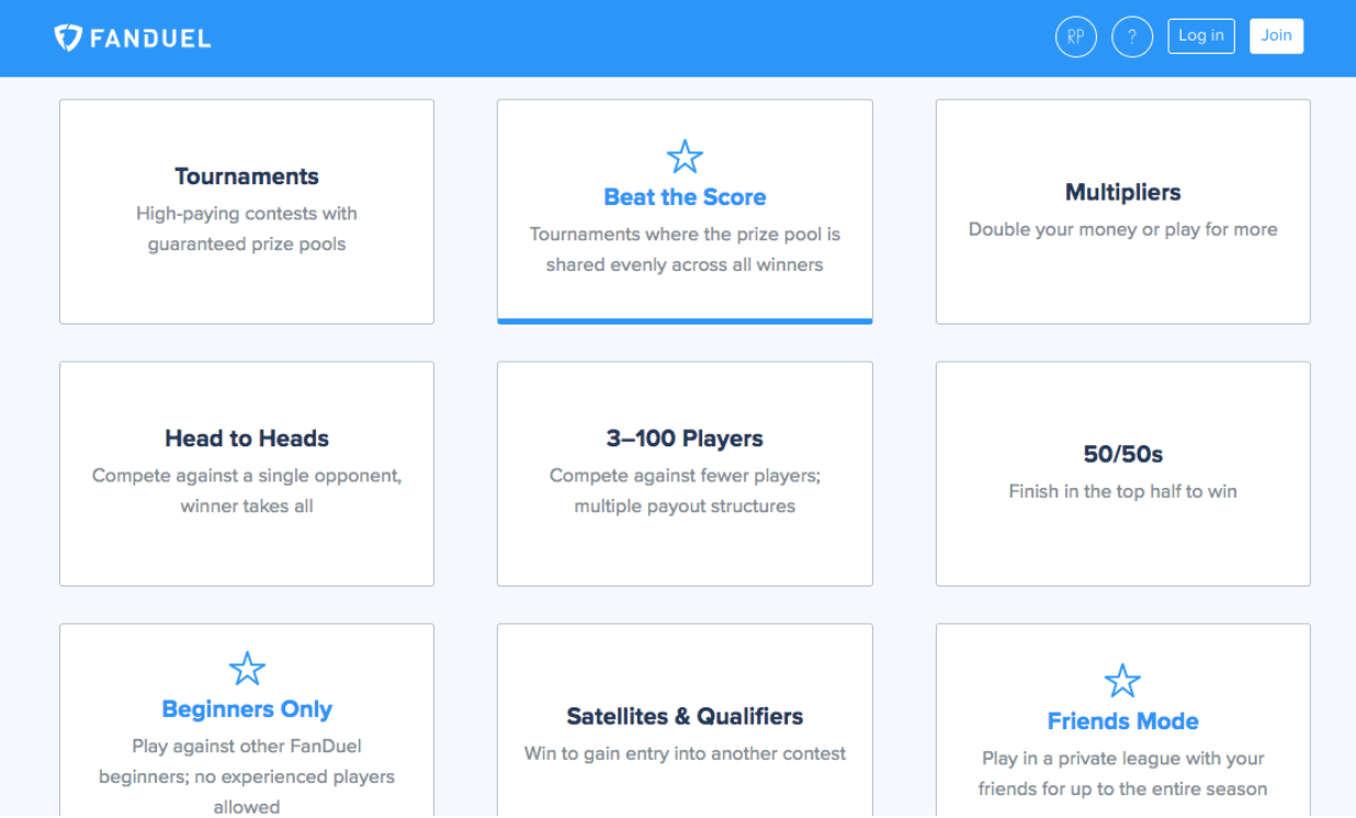 fanduel game options
